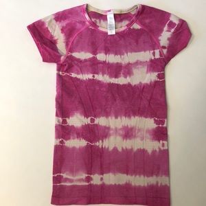 Ivivva fly tech pink tie dye short sleeve short S